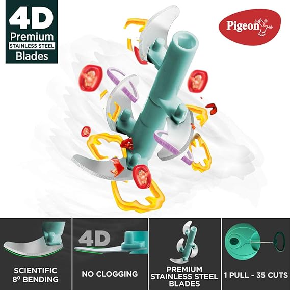 PIGEON XL HANDY AND COMPACT CHOPPER WITH 5 STAINLESS STEEL BLADES AND 1 PLASTIC WHISKER FOR EFFORTLE