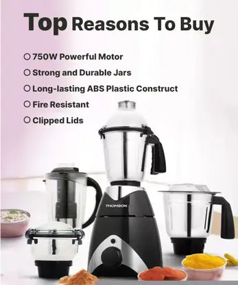 THOMSON KITCHEN MASTER PRO+ MX03 750 W JUICER MIXER GRINDER (6 JARS  GREY)