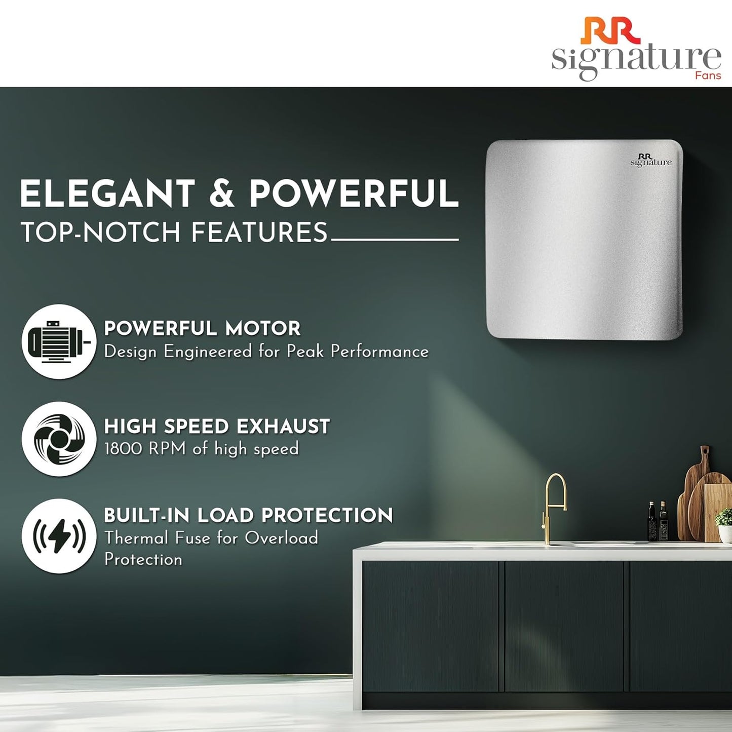 RR Signature Vento Fresh Luxura 150 mm Exhaust Fan For Kitchen, Bathroom | Silent, Compact Design, Easy Install | Thermal Fuse | High Speed 100% Powerful Copper Motor [Steel Finish]