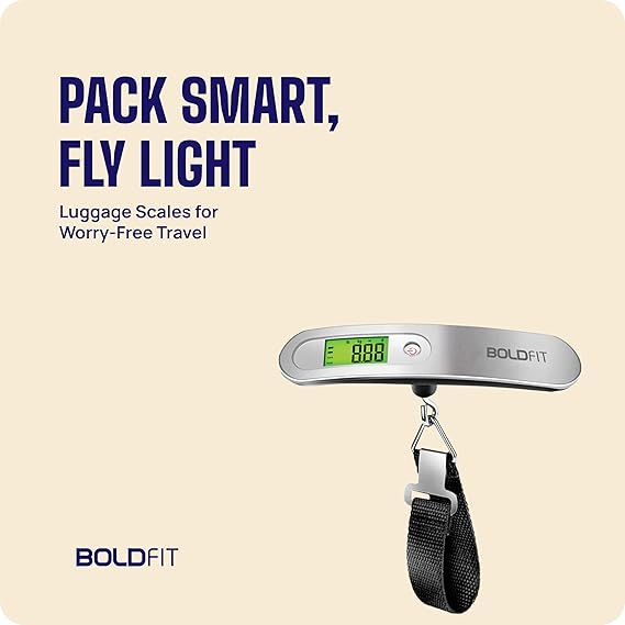 Boldfit Weight Machine For Luggage Weighing Scale For Luggage Capable Upto 50 Kg Weight Luggage Weight Machine Weighing Machine For Luggage With LCD Display...
