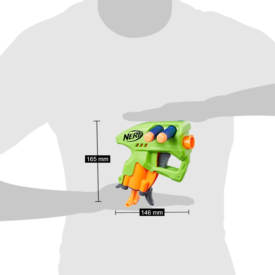 Nerf NanoFire Blaster, Green Single-Shot Blaster with Dart Storage, Includes 3 Elite Darts, For Kids Ages 8 and up