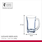 Sanjeev Kapoor Lugano Beer Mug Set (380 ml, 2 Pcs) with Gift Box | Premium Glass Mugs for Beer Lovers | Durable & Dishwasher Safe, Easy to Clean | Perfect for Home, Parties & Special Occasions.