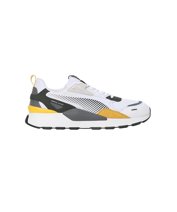 PUMA Unisex-Adult, RS 3.0 Suede, White-Black-Yellow Sizzle, Sneaker, 9.5UK