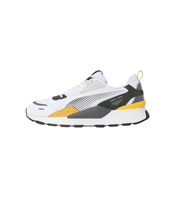 PUMA Unisex-Adult, RS 3.0 Suede, White-Black-Yellow Sizzle, Sneaker, 9.5UK