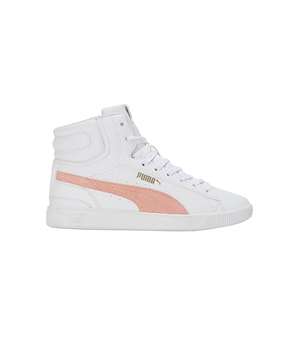 PUMA Womens Vikky v3 Mid L White-Poppy Pink-Gold Sneaker - 4 UK