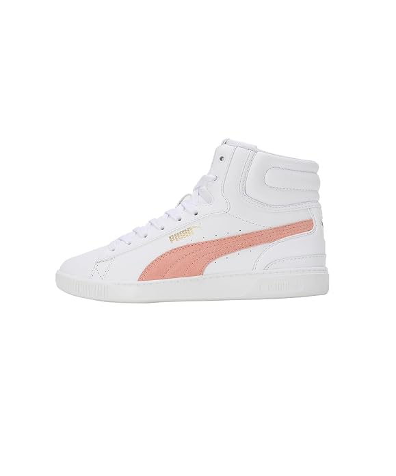 PUMA Womens Vikky v3 Mid L White-Poppy Pink-Gold Sneaker - 4 UK