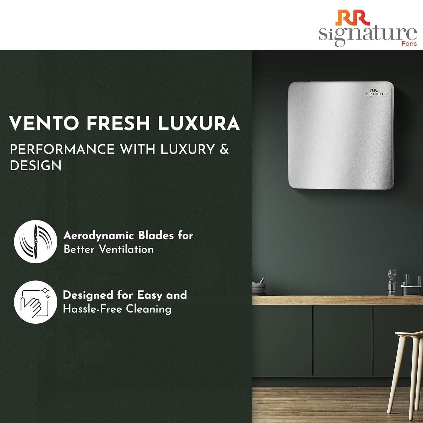 RR Signature Vento Fresh Luxura 150 mm Exhaust Fan For Kitchen, Bathroom | Silent, Compact Design, Easy Install | Thermal Fuse | High Speed 100% Powerful Copper Motor [Steel Finish]