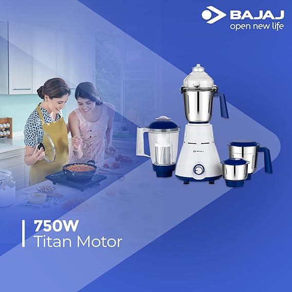 BAJAJ REX 750 MIXER GRINDER (4 JARS WHITE)