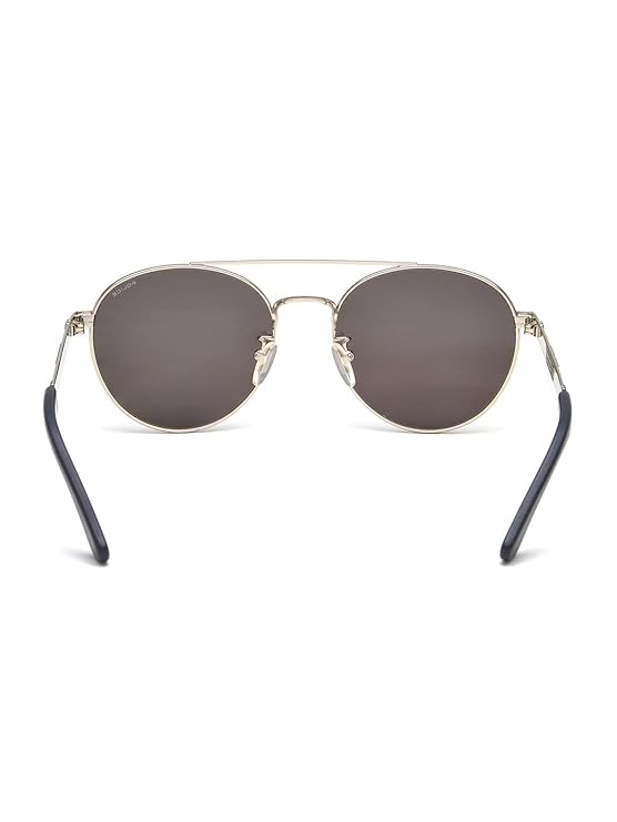 Police sunglasses| 100% UV protected | Gradient | Full Rim | Round | Men | Large | Shiny Silver Alloy Metal Frame | Blue Mirror (SPL891)