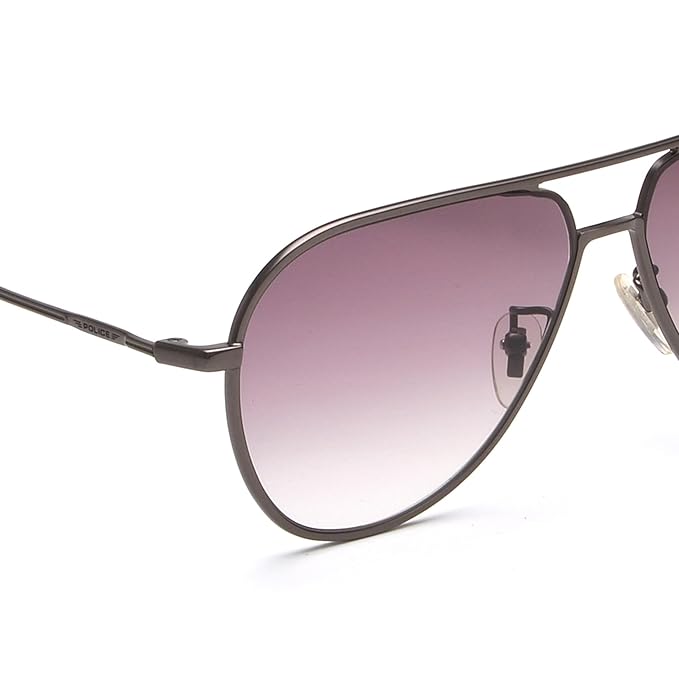 Police Eyewear | Brown Gradient Lens Aviator Sunglass | Full Rim | Shiny Dark Gun Brown Frame With 100% U.V. Protection | Men Sunglasses | Large Size | Spl359A59568Sg