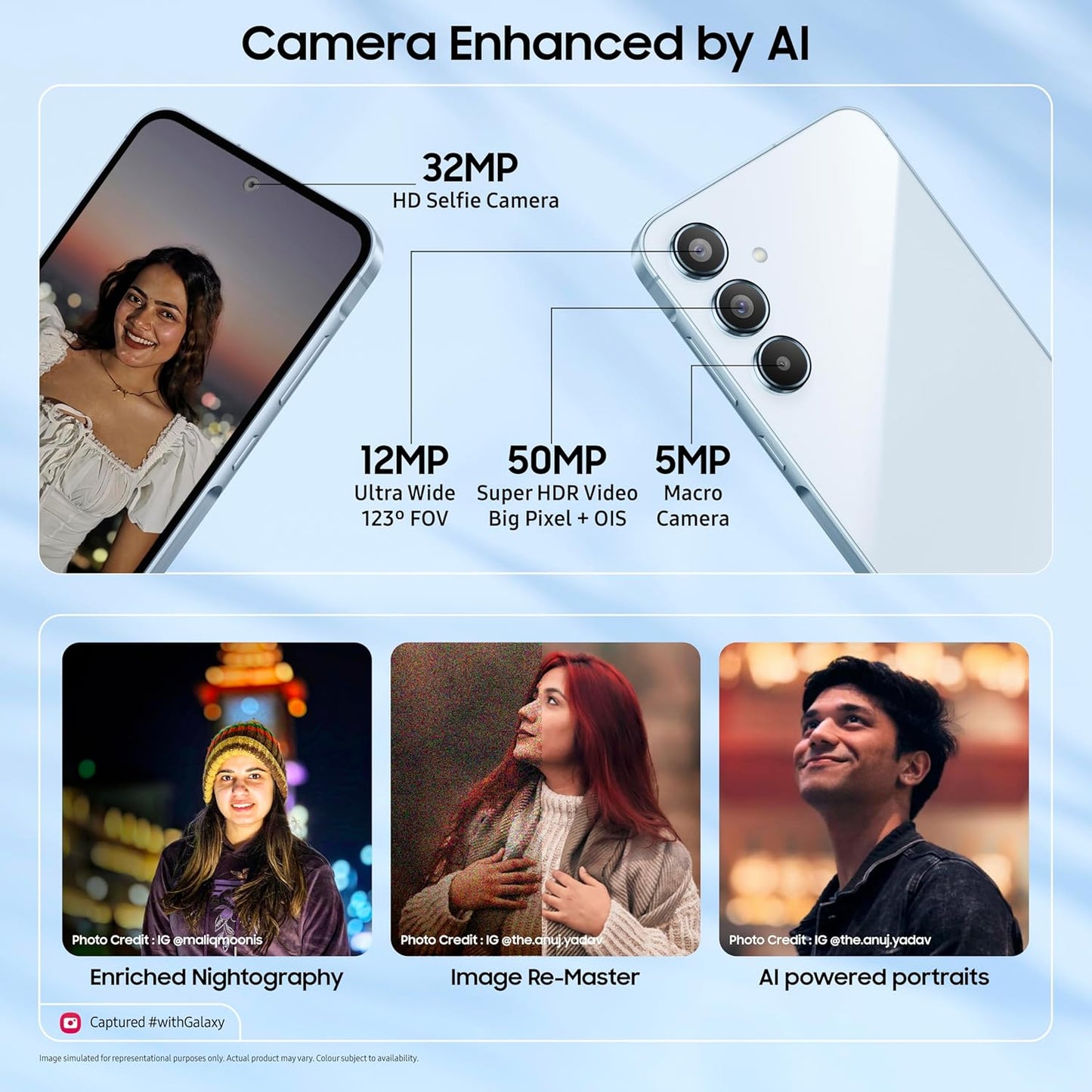 Samsung Galaxy A55 5G (Awesome Iceblue, 12GB RAM, 256GB Storage)