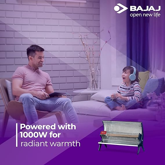 BAJAJ FLASHY 1000 WATTS RADANT ROOM HEATER (STEEL)