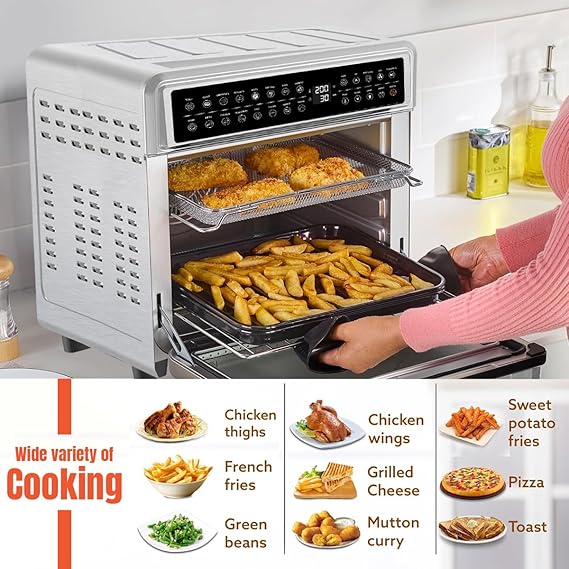 INALSA Air Fryer Oven With 23L Capacity|1700 W-16 Preset Programs |Digital Display and Touch Control| Rotisserie & Convection| 9 Accessories| Recipe Book|Aero Smart23