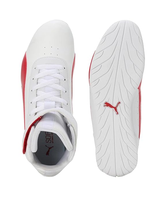 Puma Unisex-Adult Ferrari Neo Cat Mid White-Rosso Corsa Sneaker UK-10 (30719504)