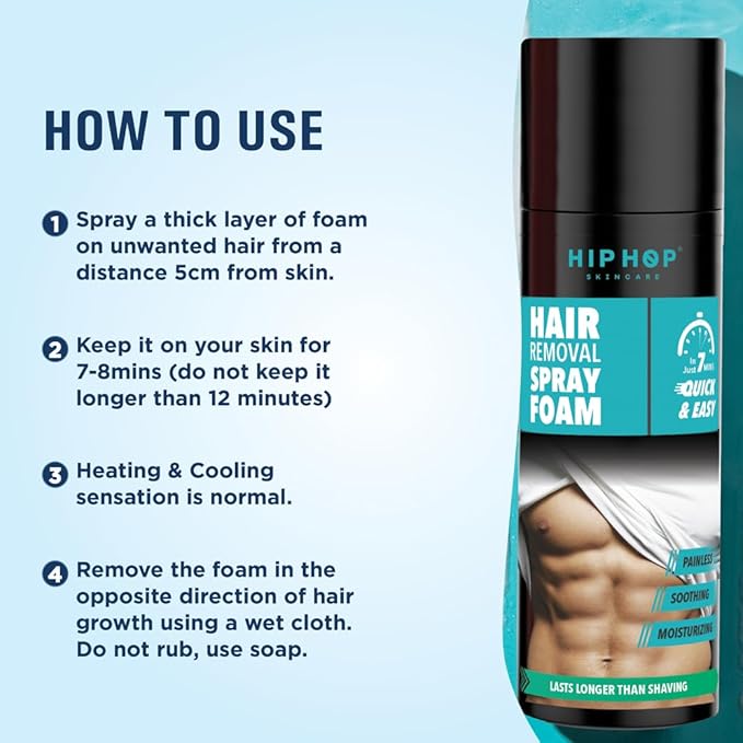 HipHop Skincare Hair Removal Spray Foam For Men Painless Body Hair Removal For Chest
