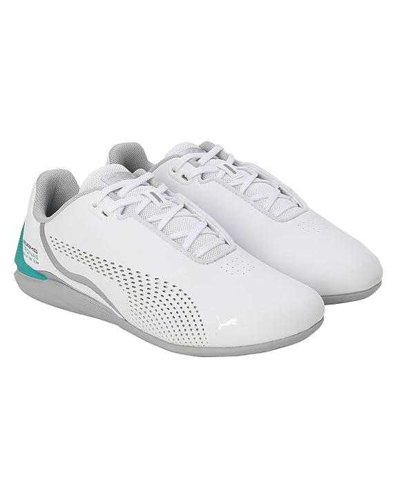 Puma Unisex-Kid MAPF1 Drift Cat Decima Junior White-Spectra Green-Mercedes Team Silver Sneaker - 3UK