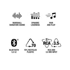 Marshall Stanmore III Wired Connectivity Home Speaker with Bluetooth 5.2 & RCA or 3.5mm Input - Black
