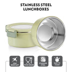 Borosil 4pc (280ml + 460ml) Glory Green Stainless Steel Lunch Box with Bag