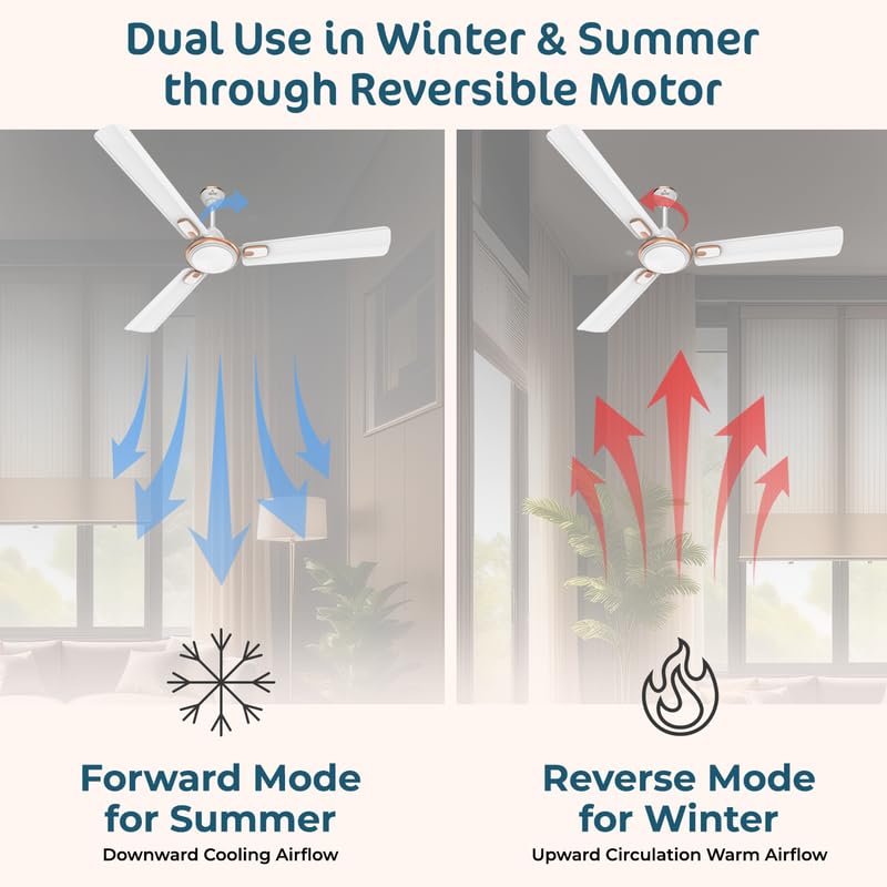 Polycab Zoomer Prime 1200mm 5-Star BLDC, Remote Ceiling fan for home | 100% Copper, High Air Delivery, 6 Speed Setting, Sleep Mode, Reverse Rotation, Boost Technology | 3 Years Warranty【Silky White】