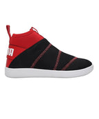 Puma Unisex-Child Lazy Knit Mid PS Puma Black-High Risk Red Sneaker- 1 UK