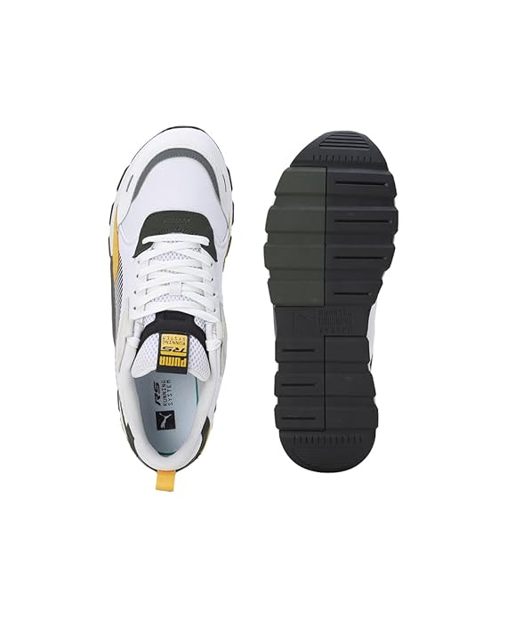 PUMA Unisex-Adult, RS 3.0 Suede, White-Black-Yellow Sizzle, Sneaker, 9.5UK