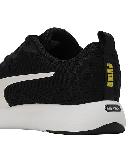 PUMA | SOFTRIDE Vital Engineered Mesh Men's Running Shoes | Black-White-Lemon Meringue | 9UK