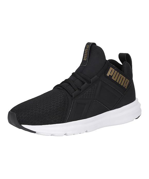 PUMA Women's Enzo Edge Mesh WN's Black-Gold Running Shoe 4 UK