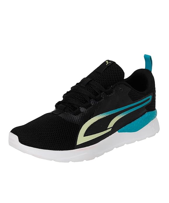 Puma Mens Faster Black-Deep Aqua-Light Lime Walking Shoe - 9 UK