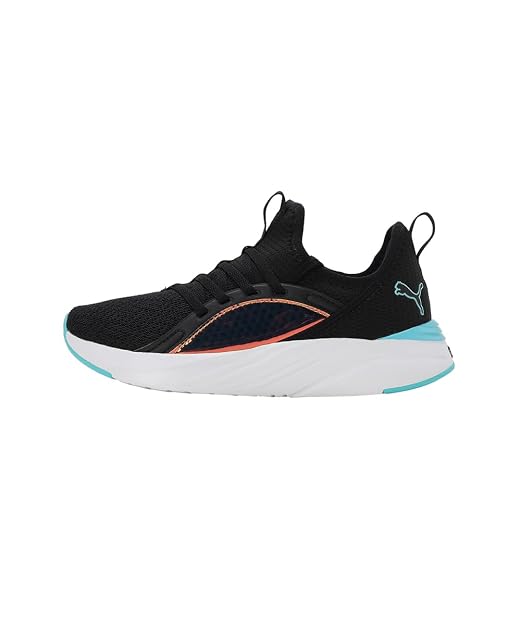 Puma Girls Softride Sophia 2 Crystal Jr Black-White-Team Aqua Sneaker - 4 UK