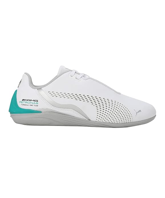 Puma Unisex-Kid MAPF1 Drift Cat Decima Junior White-Spectra Green-Mercedes Team Silver Sneaker - 3UK