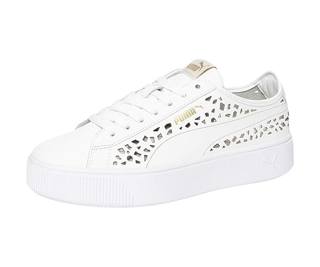 Puma Vikky Stacked Laser Cut Shoes White 4 UK