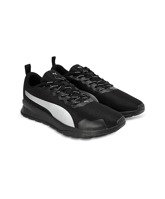 PUMA Unisex-Adult Kenton Black-Silver Sneaker - 8UK