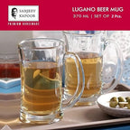 Sanjeev Kapoor Lugano Beer Mug Set (380 ml, 2 Pcs) with Gift Box | Premium Glass Mugs for Beer Lovers | Durable & Dishwasher Safe, Easy to Clean | Perfect for Home, Parties & Special Occasions.