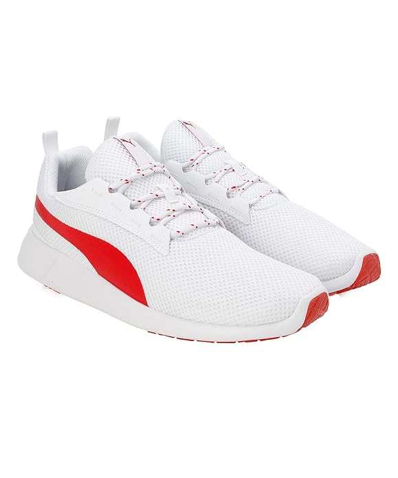 PUMA Unisex-Adult Buzz White-High Risk Red Sneaker - 10 UK