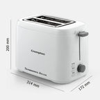 Crompton SunBrown Deluxe Pop-up Toaster 800W with Removable Crumb Tray | 7 Browning Levels with Reheat, Defrost & Cancel Function | Dust Cover Plate | White Cool Touch Body