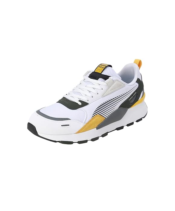PUMA Unisex-Adult, RS 3.0 Suede, White-Black-Yellow Sizzle, Sneaker, 9.5UK