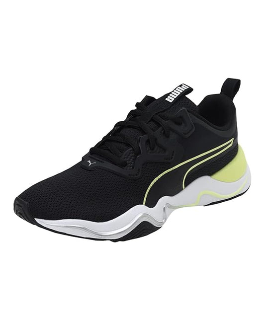 Puma womens Zone Xt Wns Black-Soft Fluo Yellow-Silver Running Shoe - 4 UK