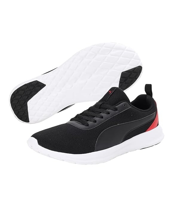 Puma Mens Zelus, Black-High Risk Red-White, Sneaker - 6UK