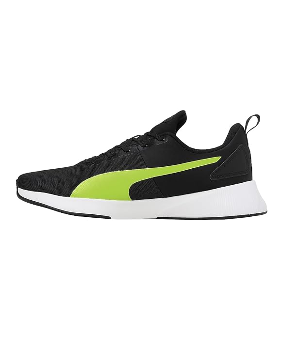 Puma Unisex-Adult Flyer Runner Mesh Black-Lime Squeeze Walking Shoe - 11UK