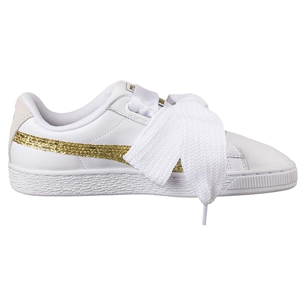 Puma Women Basket Heart Glitter Wn S Puma White-Gold Sneakers UK-8 (36407801)
