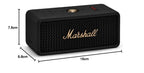 Marshall Smartchoice Emberton III Compact Portable Bluetooth Speaker with 32+ Hours of Playtime, (360° Sound), Dust & Waterproof (IP67) – Black & Brass.