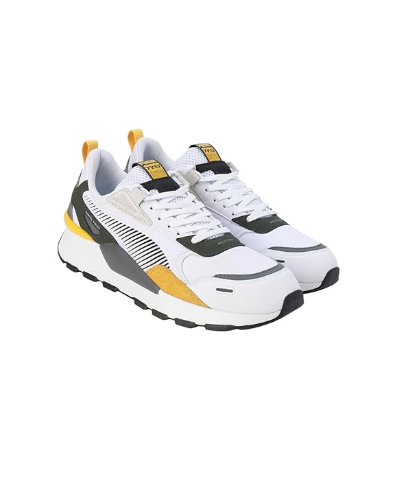 PUMA Unisex-Adult, RS 3.0 Suede, White-Black-Yellow Sizzle, Sneaker, 9.5UK