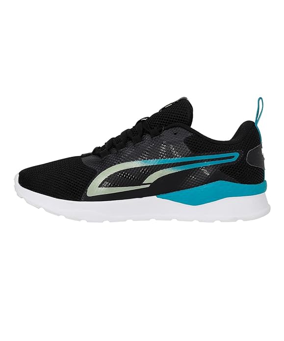 Puma Mens Faster Black-Deep Aqua-Light Lime Walking Shoe - 9 UK