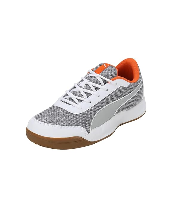 PUMA Unisex-Adult Shuttle Aero Rickie Orange-Silver-White Indoor Shoe - 10 UK