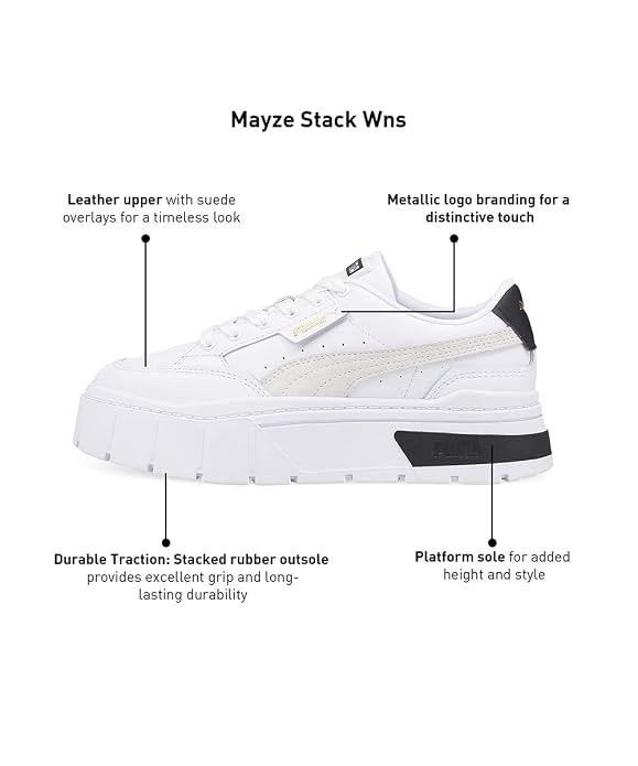 Puma Womens Mayze Stack WNS Puma White-Vaporous Gray Sneaker - 4 UK