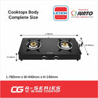 UCOOK JUNTO By United Ekta Engg. A Series XL Gas Stove With Glass Cooktop (2 Burners)