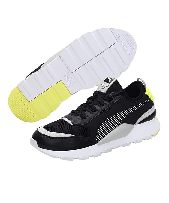 Puma Unisex-Adult RS-0 CORE Black-Gray Violet-Yellow Alert Sneaker - 3.5 UK