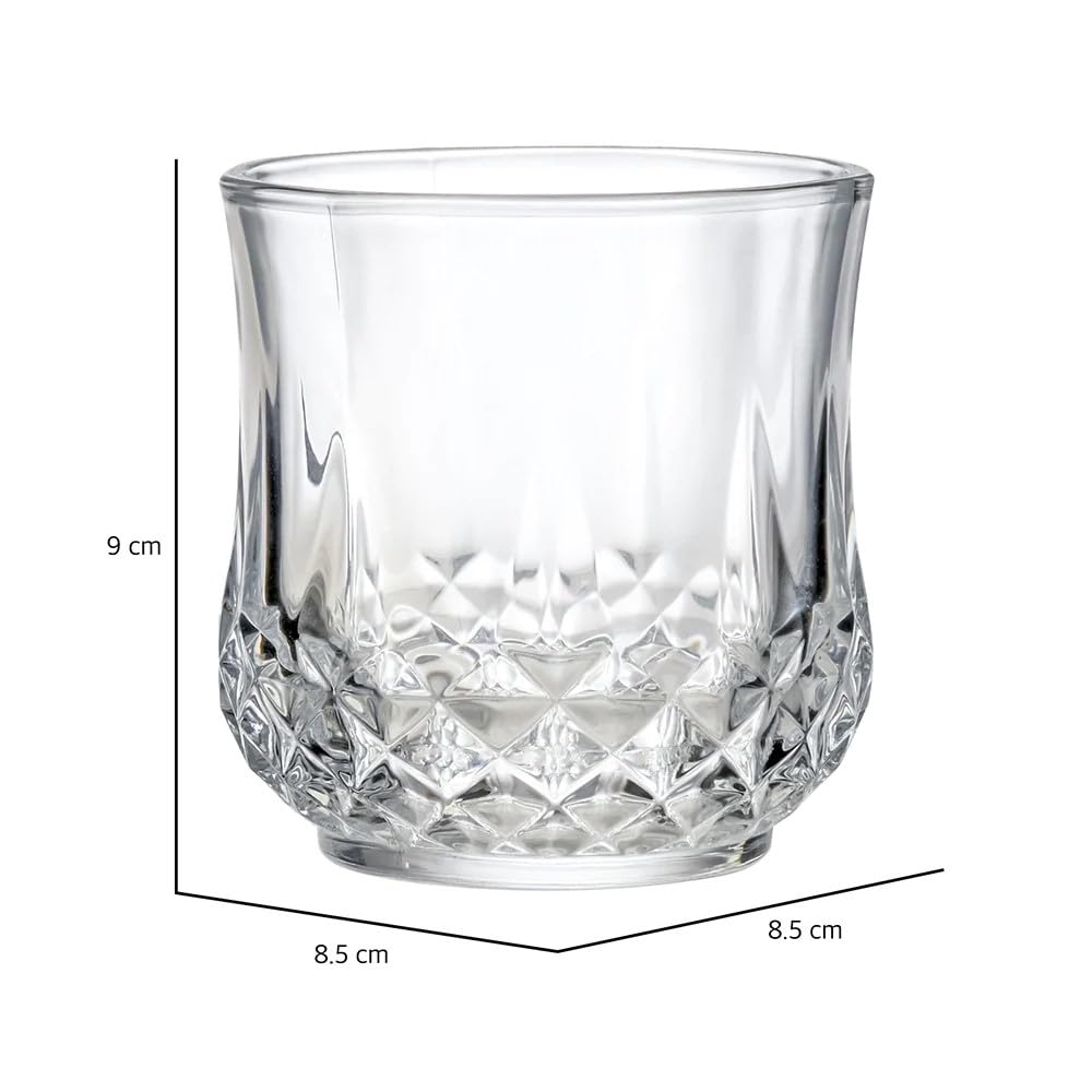 Sanjeev Kapoor Diamond Whisky Glass Set of 6 Psc, 330 ml, Bar Glass for Drinking Bourbon, Whisky, Scotch, Cocktails, Cognac- Old Fashioned Cocktail Tumblers, Perfect for Home, Restaurants & Parties.