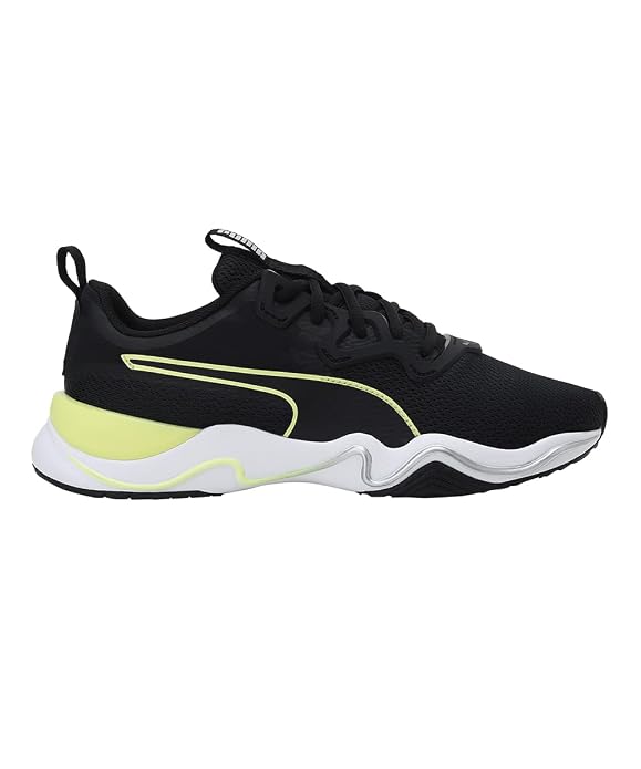 Puma womens Zone Xt Wns Black-Soft Fluo Yellow-Silver Running Shoe - 4 UK