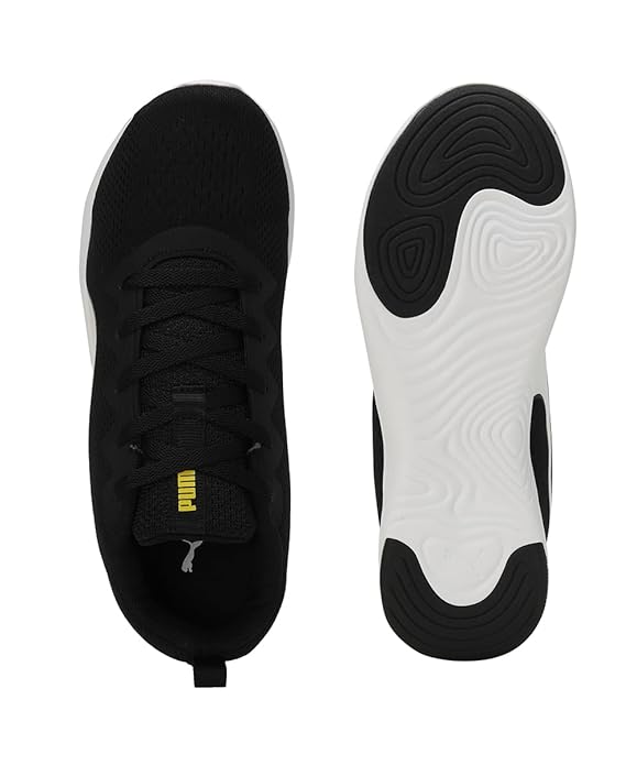 PUMA | SOFTRIDE Vital Engineered Mesh Men's Running Shoes | Black-White-Lemon Meringue | 9UK